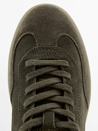 Split suede leather trainers