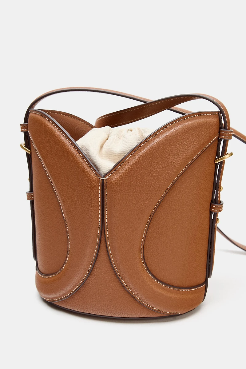 TOPSTITCHED BUCKET BAG
