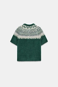 SHORT SLEEVE JACQUARD KNIT JACKET