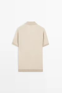 100% cotton contrast knit polo sweater