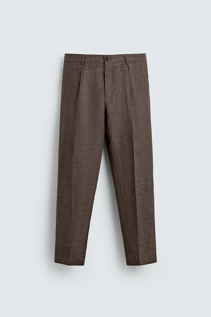 100% LINEN REGULAR FIT PANTS