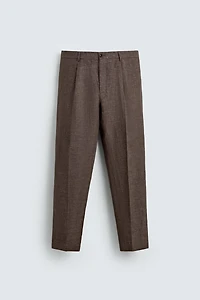 100% LINEN REGULAR FIT PANTS