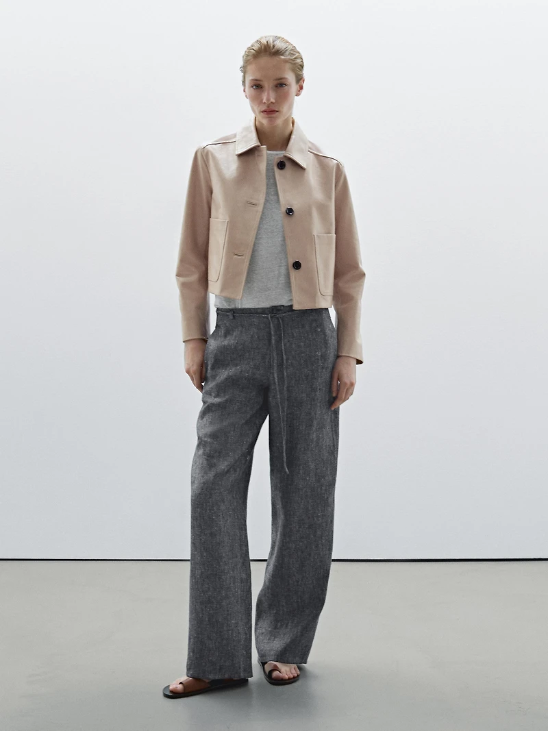 100% linen straight-leg jeans