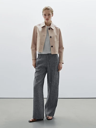 100% linen straight-leg jeans