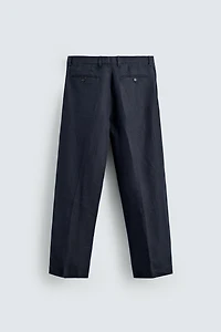 100% LINEN HERRINGBONE SUIT PANTS