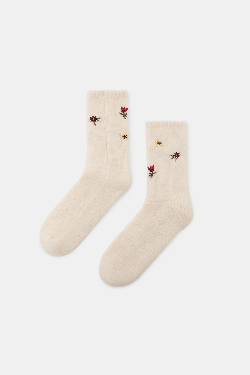 CHAUSSETTES BRODÉES FLEURS