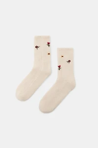 CHAUSSETTES BRODÉES FLEURS