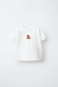 STRIPED SHIRT AND EMBROIDERED PUPPY T-SHIRT SET