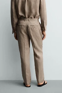 100% LINEN REGULAR FIT PANTS