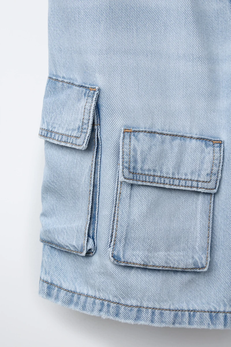 FLOWY LOOSE CARGO DENIM SHORTS