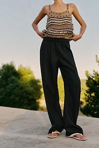 LINEN STRAIGHT LEG PANTS