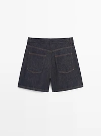 Total look mid-rise denim Bermuda shorts