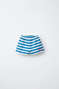 SHORT À RAYURES BRODERIE CRABE