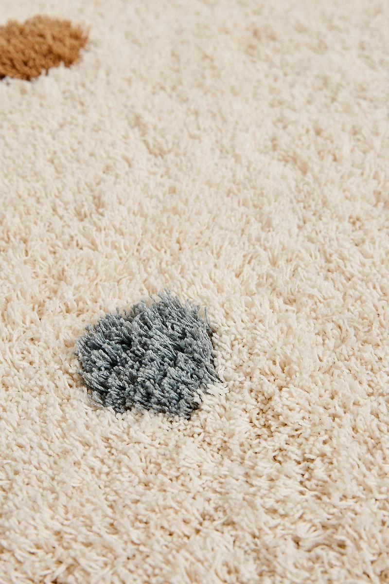 CHILDREN'S RECTANGULAR TEXTURED POLKA DOT AREA RUG