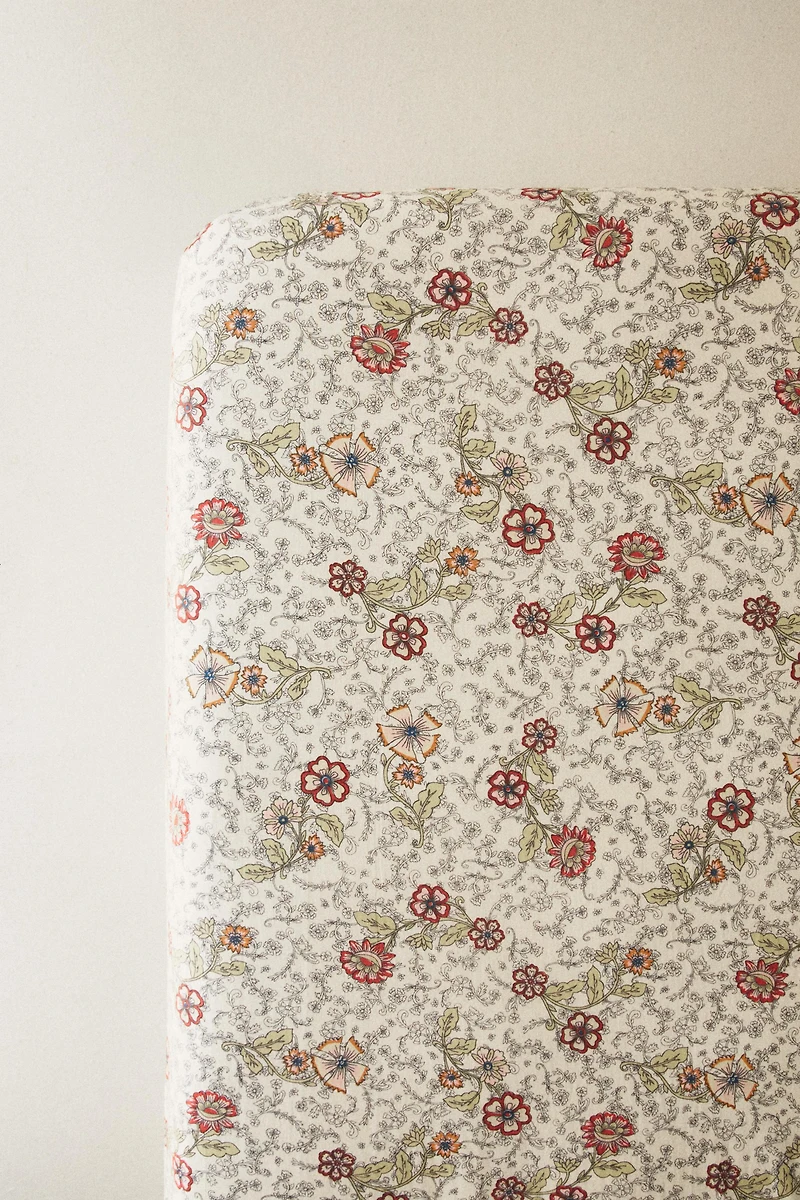 KIDS' FLORAL COTTON FITTED SHEET
