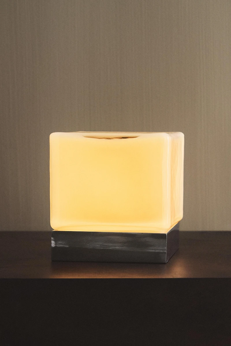 LAMPE DE TABLE VERRE CUBE