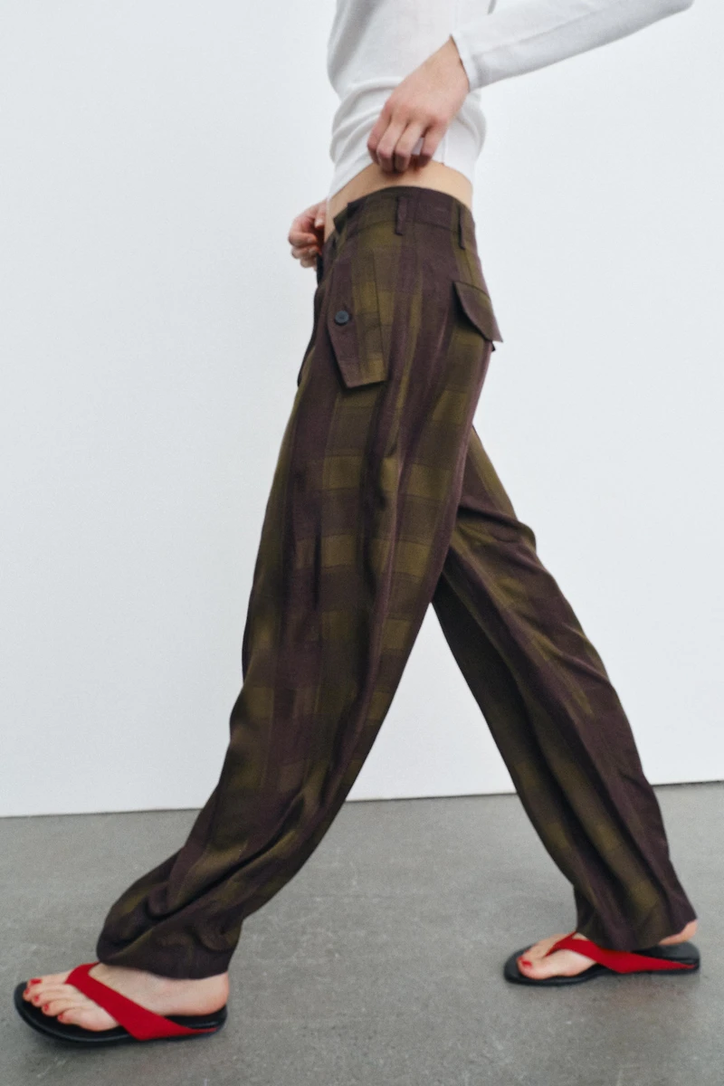 ZW COLLECTION FLOWY PLAID PANTS