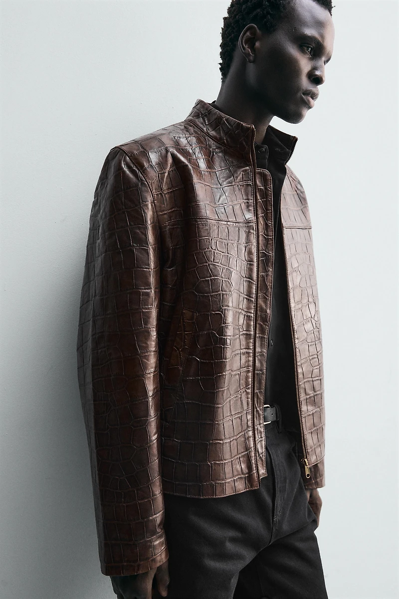 EMBOSSED LEATHER JACKET