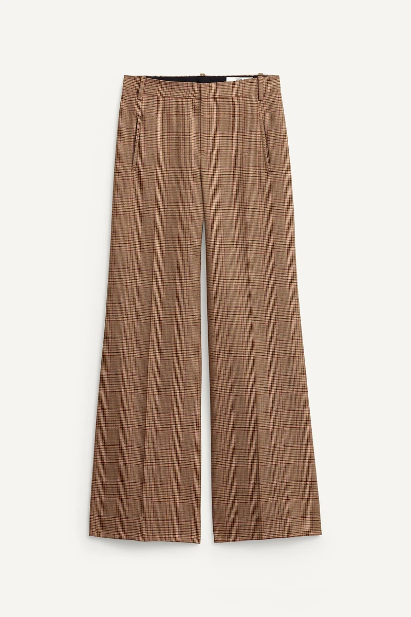LIMITED EDITION WOOL PLAID FLARE PANTS