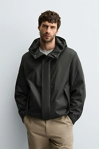 RUBBERIZED EFFECT PARKA WITH HOODIE