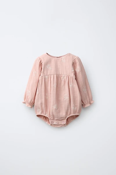 EMBROIDERED FLORAL ROMPER