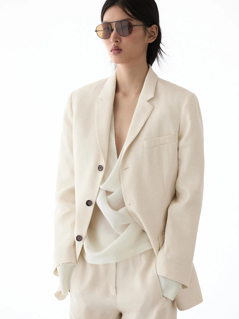 Linen blend suit blazer