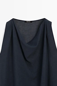 Asymmetric linen blend top