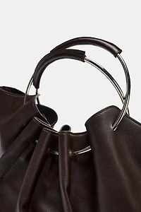 SAC SEAU EN CUIR ANSE RIGIDE