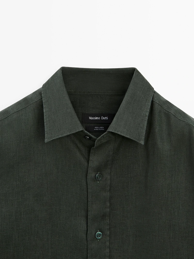 100% linen slim fit shirt