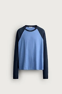 COTTON-LINEN LONG SLEEVE RAGLAN T-SHIRT