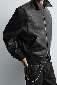FAUX LEATHER PUFFER JACKET