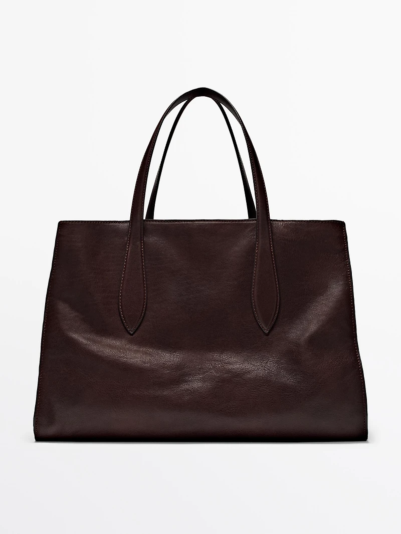 Nappa leather maxi tote bag