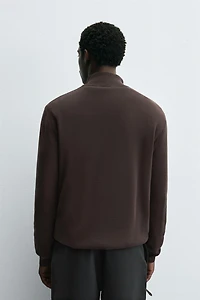 ZIPPERED PURL KNIT SWEATER
