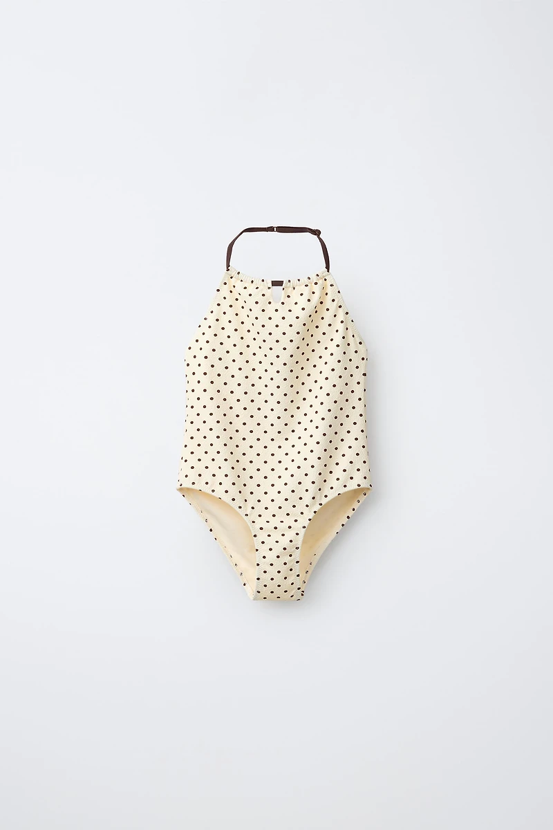 6-14 YEARS/ POLKA DOT HALTER SWIMSUIT