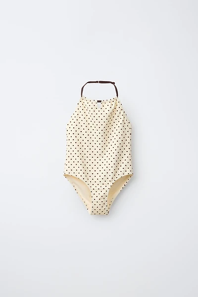 6-14 YEARS/ POLKA DOT HALTER SWIMSUIT