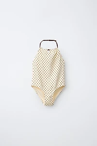 6-14 YEARS/ POLKA DOT HALTER SWIMSUIT