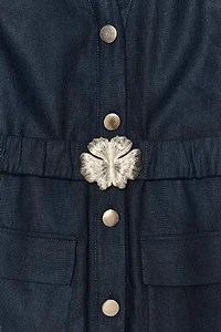 ROBE MIDI CEINTURE AVEC LIN