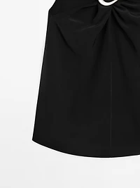 Halter top with removable brooch detail