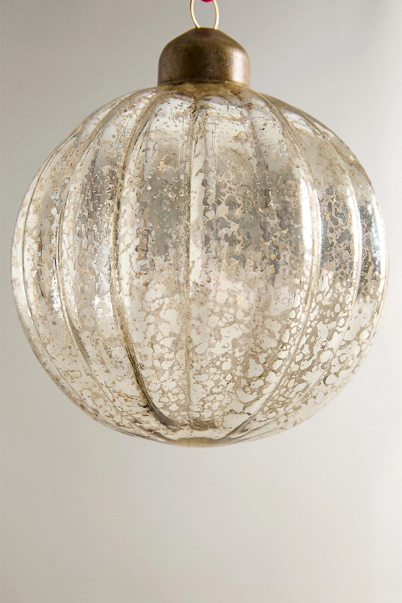 MERCURIZED STRIPED CHRISTMAS TREE BALL ORNAMENT