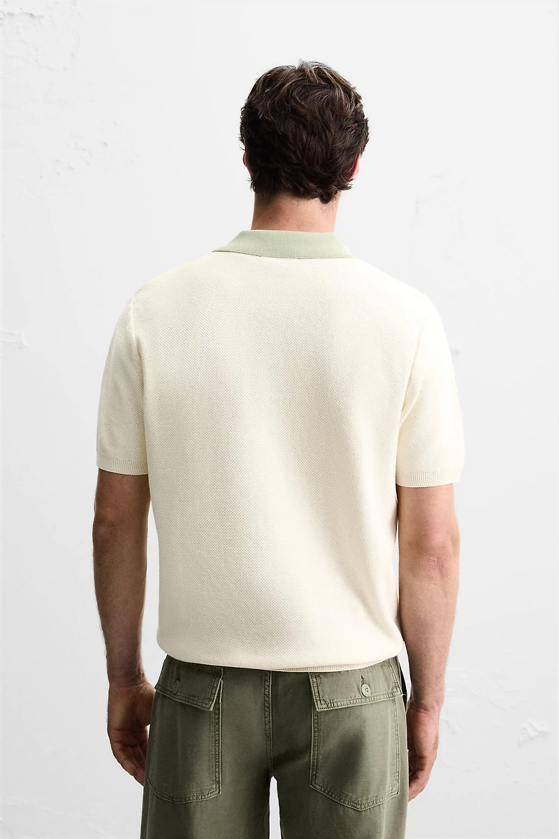 CONTRAST KNIT POLO SHIRT