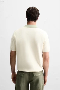 CONTRAST KNIT POLO SHIRT