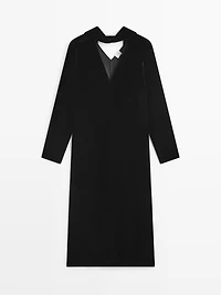 Robe longue velours nœud au col - STUDIO