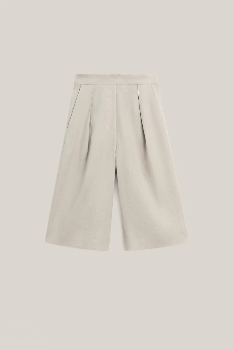 Long linen Bermuda shorts with darts - LIMITED EDITION