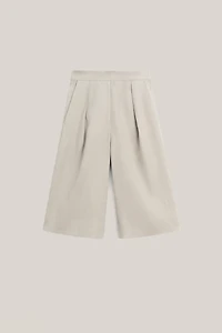 Long linen Bermuda shorts with darts - LIMITED EDITION