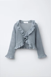 RUFFLED KNIT CARDIGAN