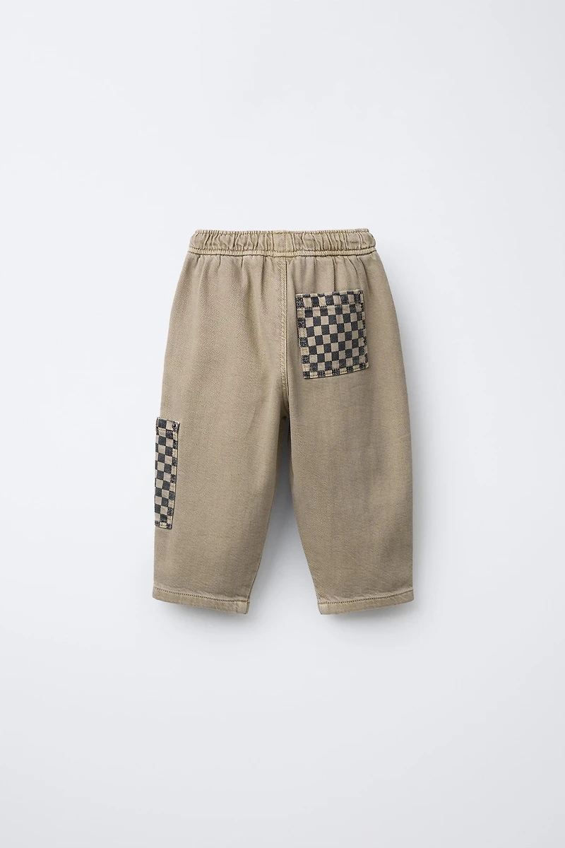WARM CHECKERBOARD CARGO TWILL PANTS