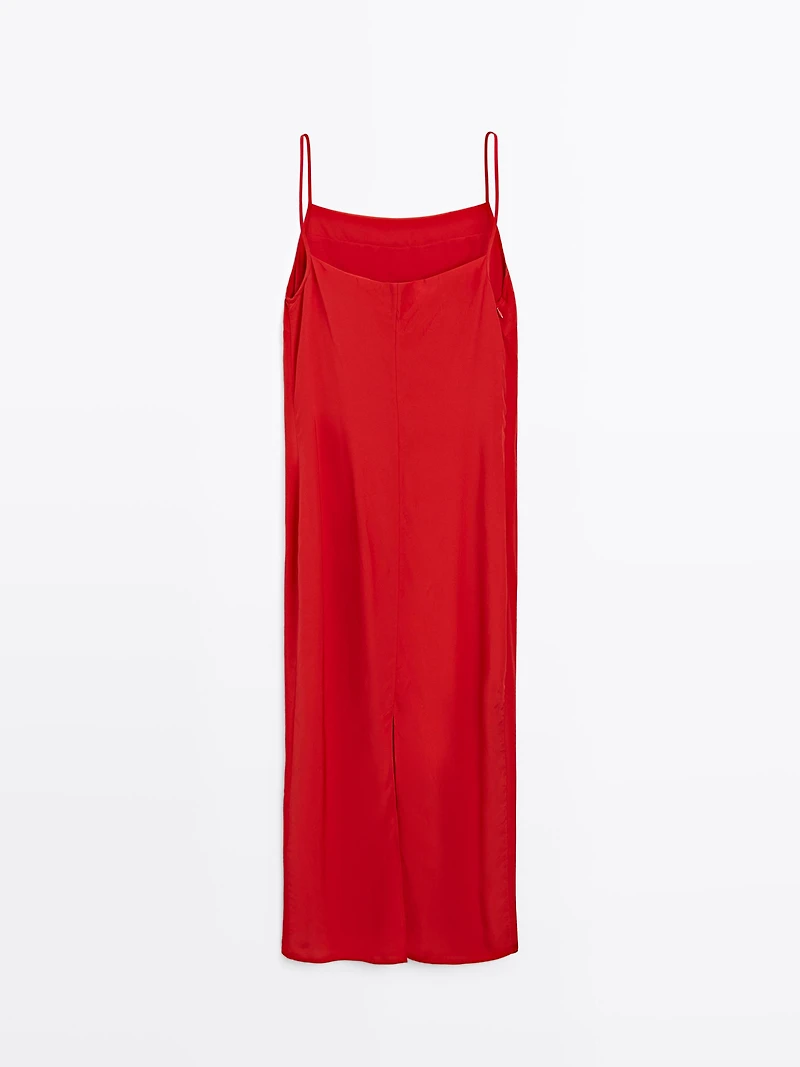 Midi dress with a straight neckline