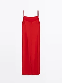 Midi dress with a straight neckline
