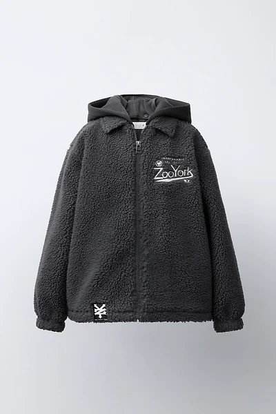ZOO YORK® X ZARA REMOVABLE HOOD EMBROIDERED FLEECE OVERSHIRT