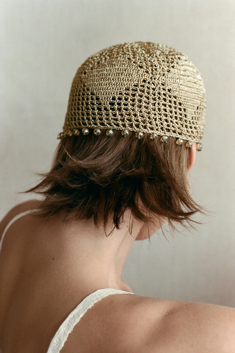 METALLIC THREAD BEADED CAP
